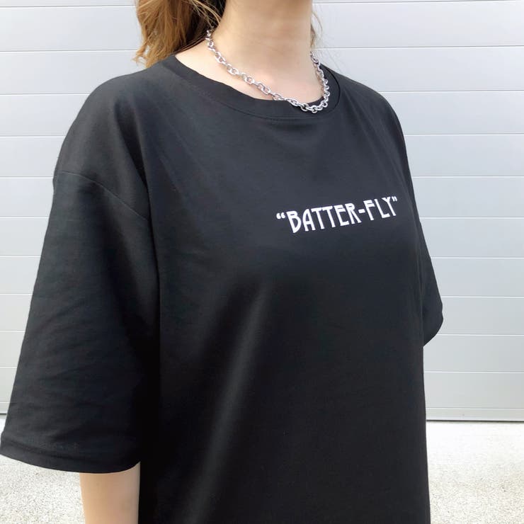 バタフライプリントルーズTシャツ ロンT 韓国ファッション[品番