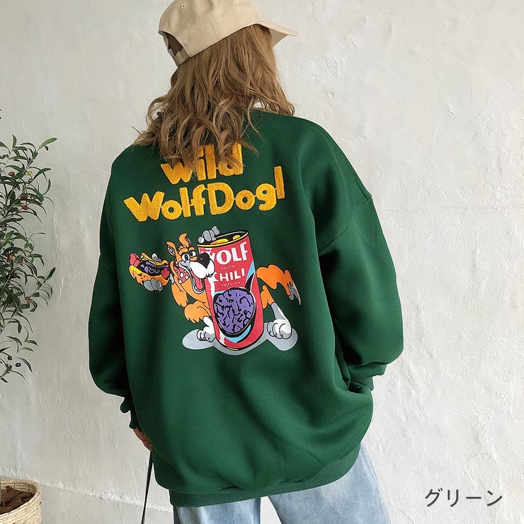 WolfDog刺しゅうルーズトレーナー 秋 冬[品番：SHNW0003713]｜SHEENA