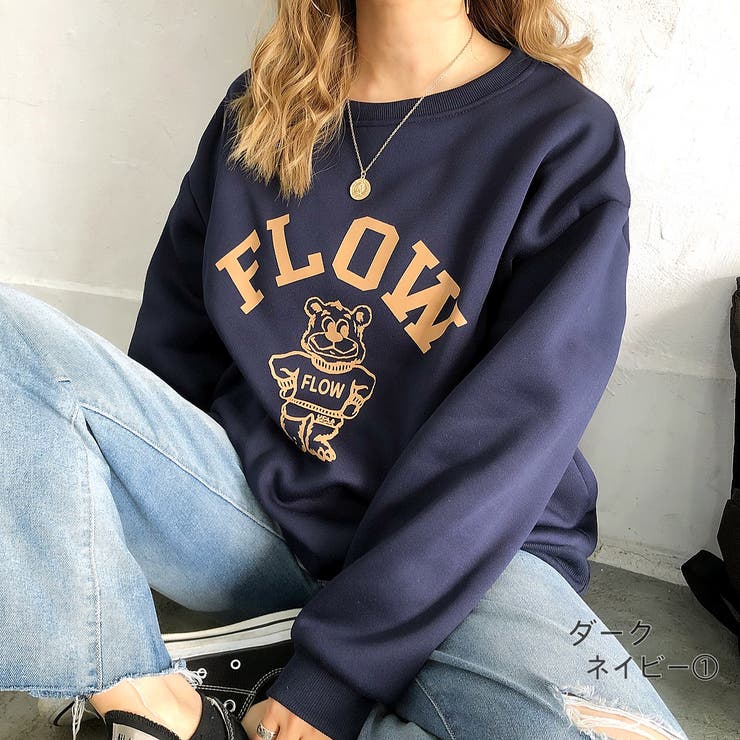 FROW BEARプリントトレーナー 韓国ファッション[品番