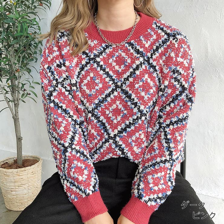 モックネックダイヤ柄ニットトップス 秋 冬 品番 Shnw Sheena シーナ のレディースファッション通販 Shoplist ショップリスト