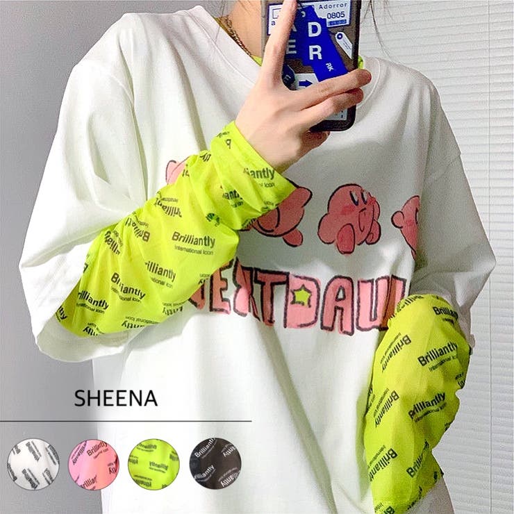 ストレッチメッシュロゴプリントトップス 春夏 韓国ファッション | SHEENA  | 詳細画像1 