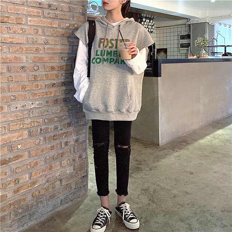 ロゴプリントゆったりノースリパーカー 春夏 韓国ファッション 品番 Shnw Sheena シーナ のレディースファッション 通販 Shoplist ショップリスト