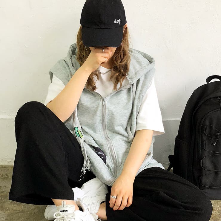 バスケプリントゆったりフードジップベスト 春夏 韓国ファッション 品番 Shnw Sheena シーナ のレディースファッション 通販 Shoplist ショップリスト