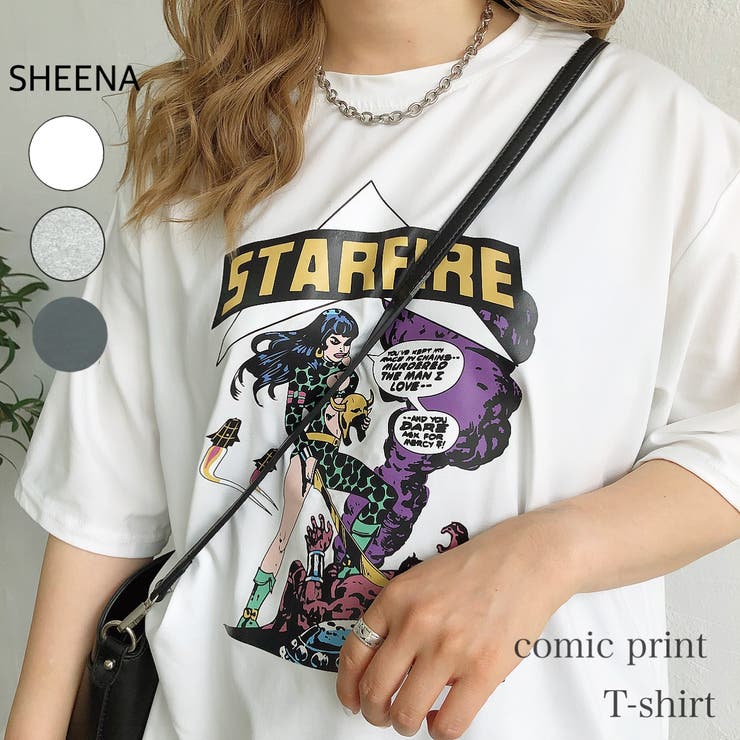 STARFIREプリントTシャツ 春夏 韓国ファッション[品番：SHNW0006804