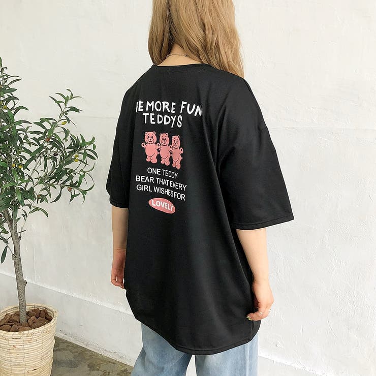 バックミニbearプリントルーズTシャツ 春 夏 | SHEENA  | 詳細画像4 