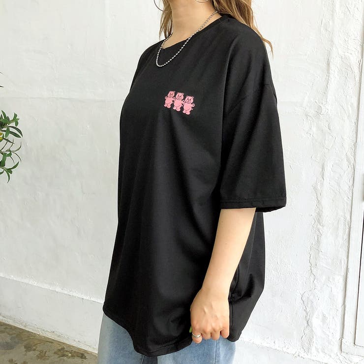 バックミニbearプリントルーズTシャツ 春 夏[品番：SHNW0006925