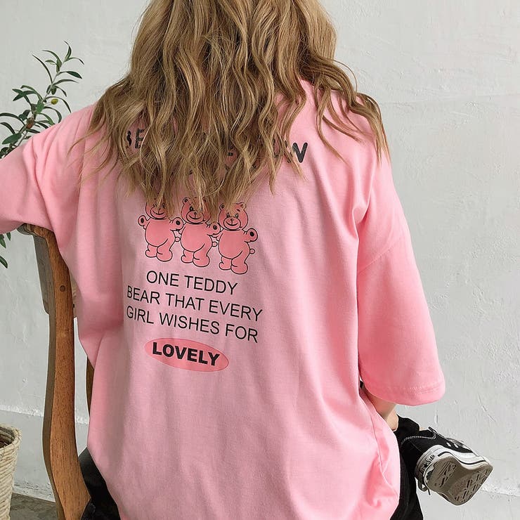 バックミニbearプリントルーズTシャツ 春 夏 | SHEENA  | 詳細画像9 
