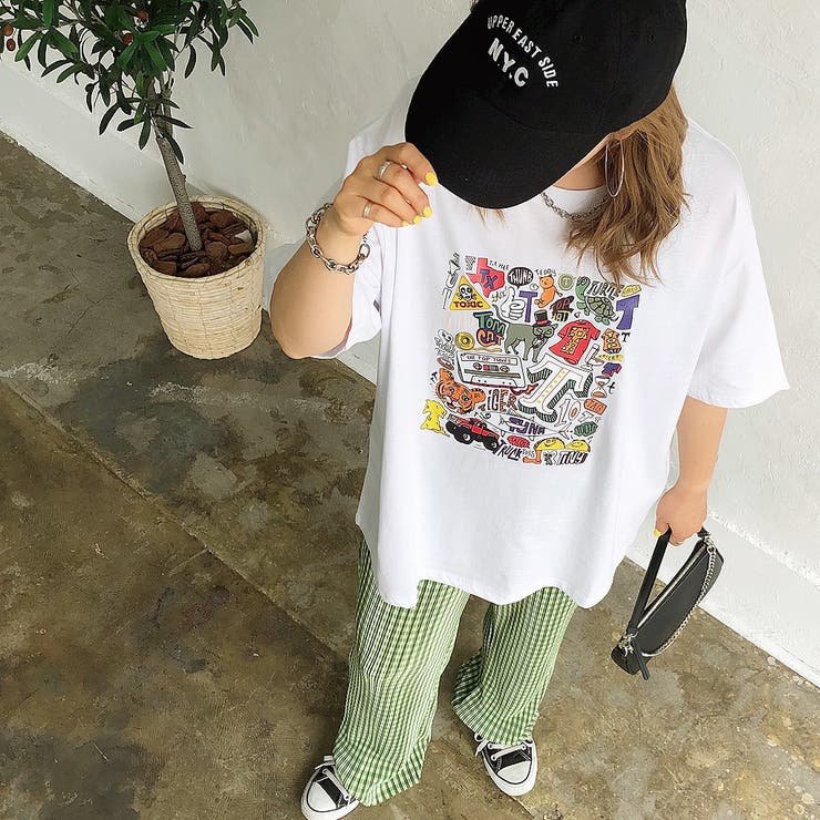 カラーイラストプリントTシャツ 夏 韓国 | SHEENA  | 詳細画像4 