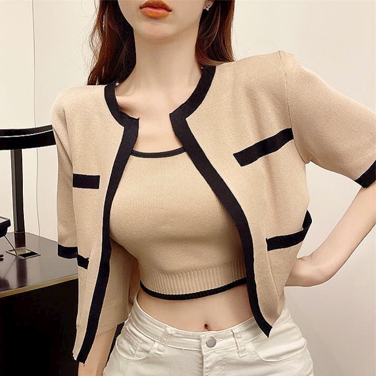 バイカラー半袖サマーニットアンサンブル 夏 韓国 | SHEENA  | 詳細画像17 