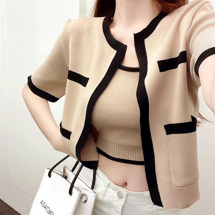 バイカラー半袖サマーニットアンサンブル 夏 韓国 | SHEENA  | 詳細画像18 