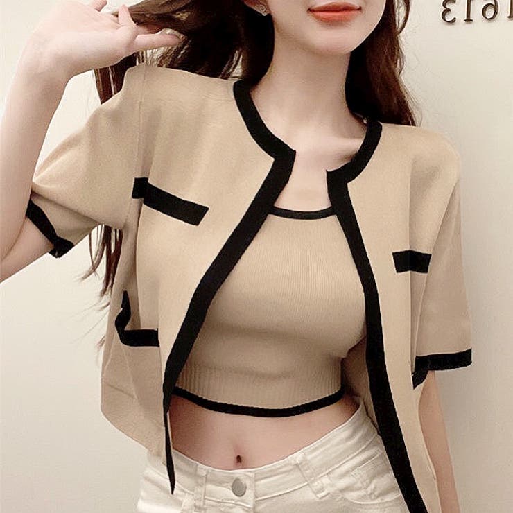 バイカラー半袖サマーニットアンサンブル 夏 韓国 | SHEENA  | 詳細画像19 