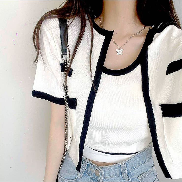 バイカラー半袖サマーニットアンサンブル 夏 韓国 | SHEENA  | 詳細画像11 