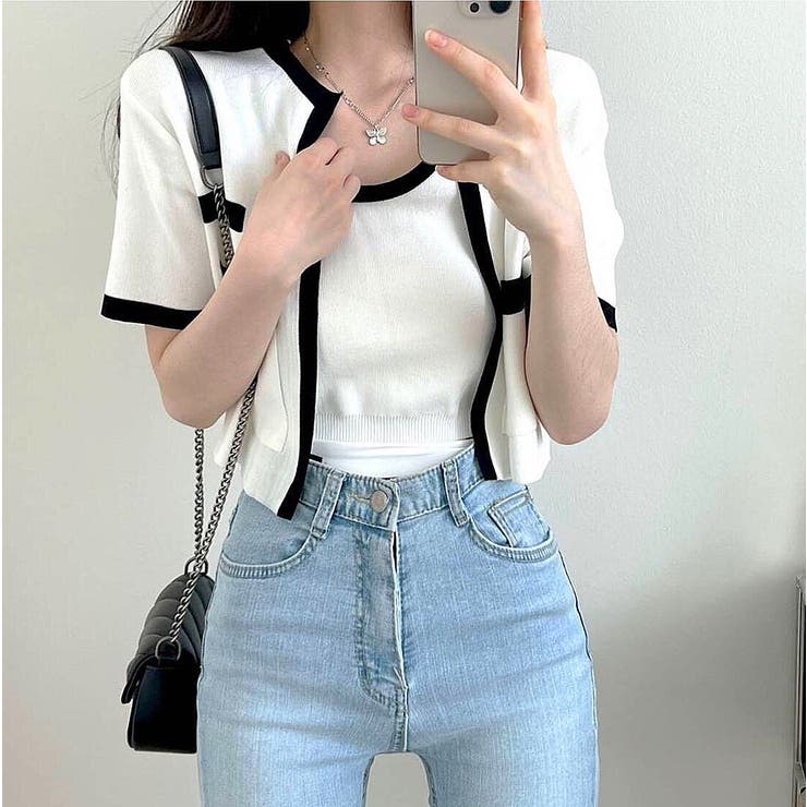 バイカラー半袖サマーニットアンサンブル 夏 韓国 | SHEENA  | 詳細画像12 