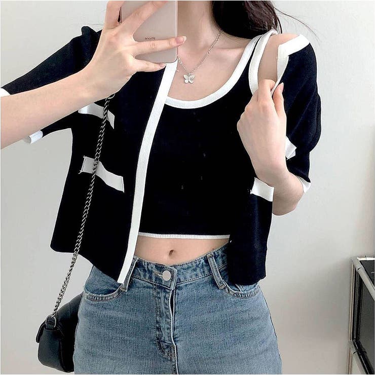 バイカラー半袖サマーニットアンサンブル 夏 韓国 | SHEENA  | 詳細画像15 