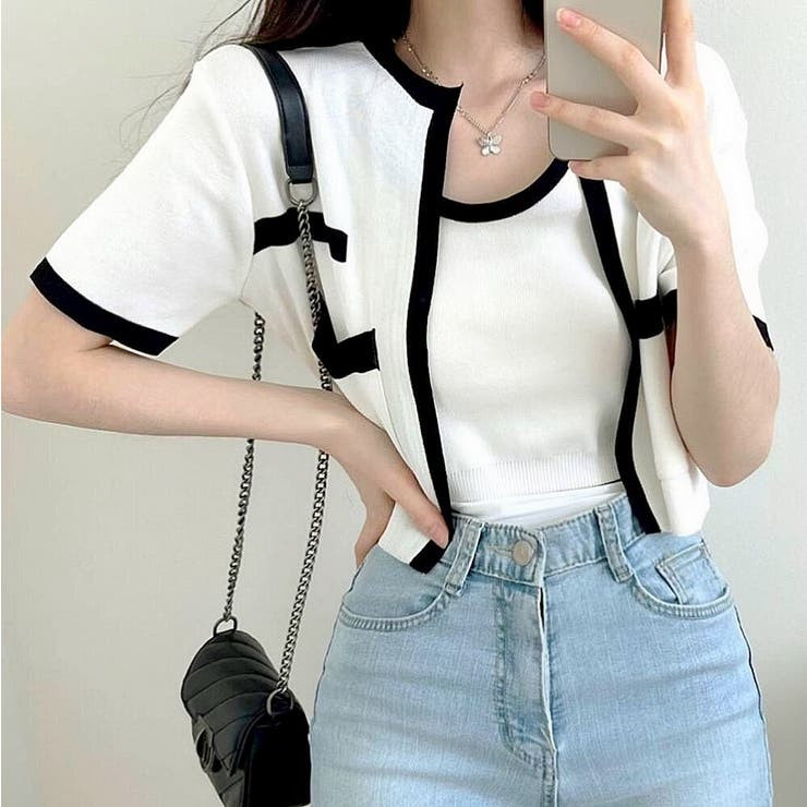 バイカラー半袖サマーニットアンサンブル 夏 韓国 | SHEENA  | 詳細画像10 