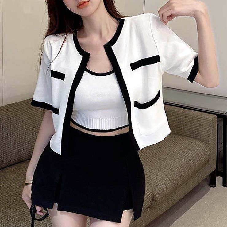 バイカラー半袖サマーニットアンサンブル 夏 韓国 | SHEENA  | 詳細画像9 