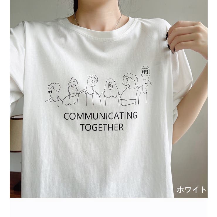 イラストプリントTシャツ 夏 韓国