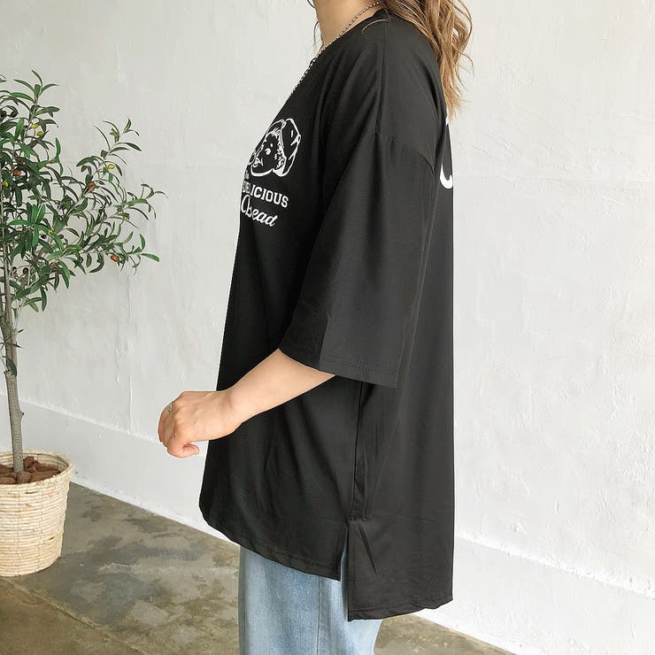 バックロゴプリントルーズTシャツ 夏 韓国[品番：SHNW0007398