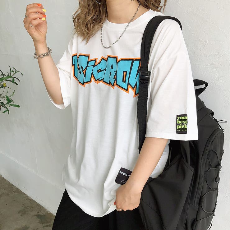 グラフィックプリントルーズTシャツ 夏 韓国[品番：SHNW0007401