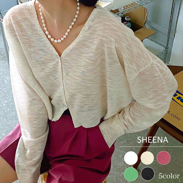 SENEE クロップドシアーカーディガン アイボリー cropped sheer cardigan（クロップドシアーカーディガン