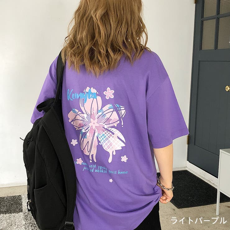 フラワープリントルーズカジュアルロン T main image 0