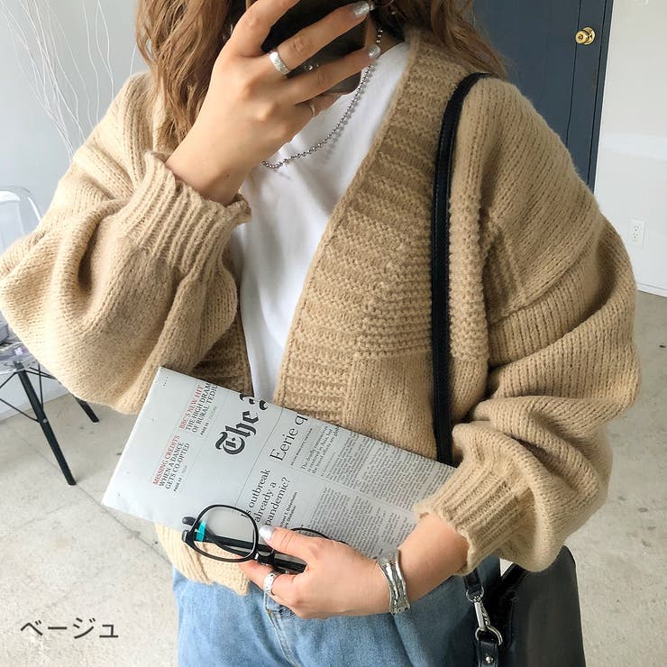 FOXEY カシミヤ100% ボリュームスリーブニットカーディガン ベージュ FOXEY(フォクシー) カシミヤカーディガン ピンク サイズ 38｜【公式