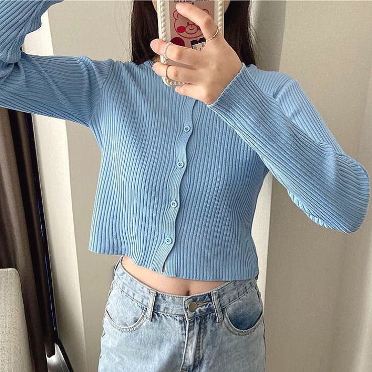 刺しゅうロゴクロップドリブニットカーディガン 秋 冬 | SHEENA  | 詳細画像18 