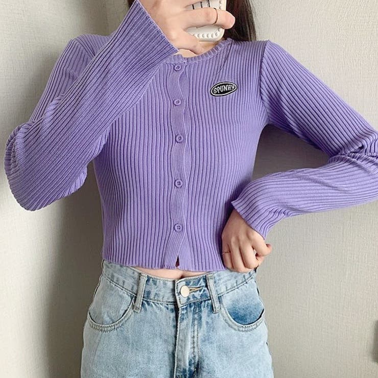 刺しゅうロゴクロップドリブニットカーディガン 秋 冬 | SHEENA  | 詳細画像21 