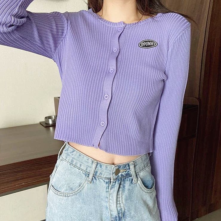 刺しゅうロゴクロップドリブニットカーディガン 秋 冬 | SHEENA  | 詳細画像22 