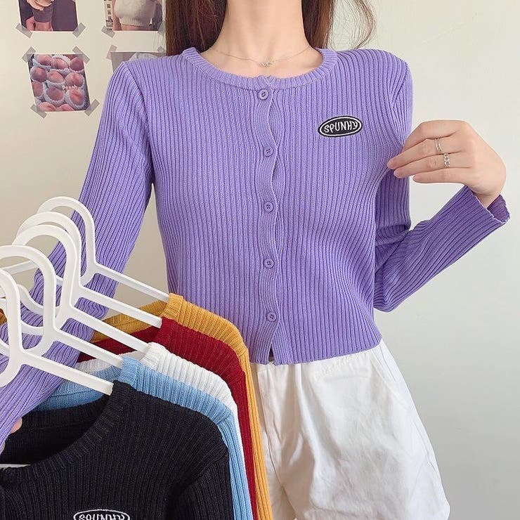 刺しゅうロゴクロップドリブニットカーディガン 秋 冬 | SHEENA  | 詳細画像23 