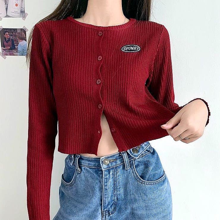 刺しゅうロゴクロップドリブニットカーディガン 秋 冬 | SHEENA  | 詳細画像8 