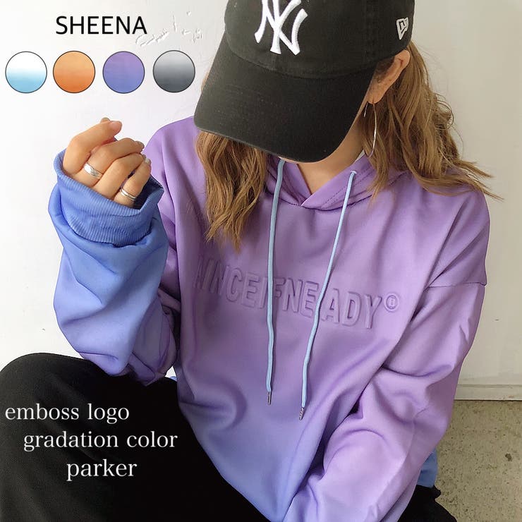エンボスロゴグラデーションカラーパーカー 秋 冬[品番：SHNW0008117