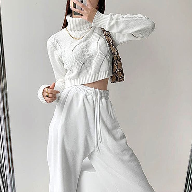 クロップド丈タートルネックニットトップス 秋 冬[品番：SHNW0008239