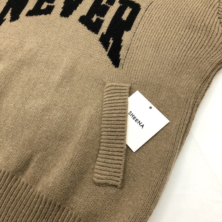 NEVERロゴハーフジップニットトップス 秋 冬[品番：SHNW0008416