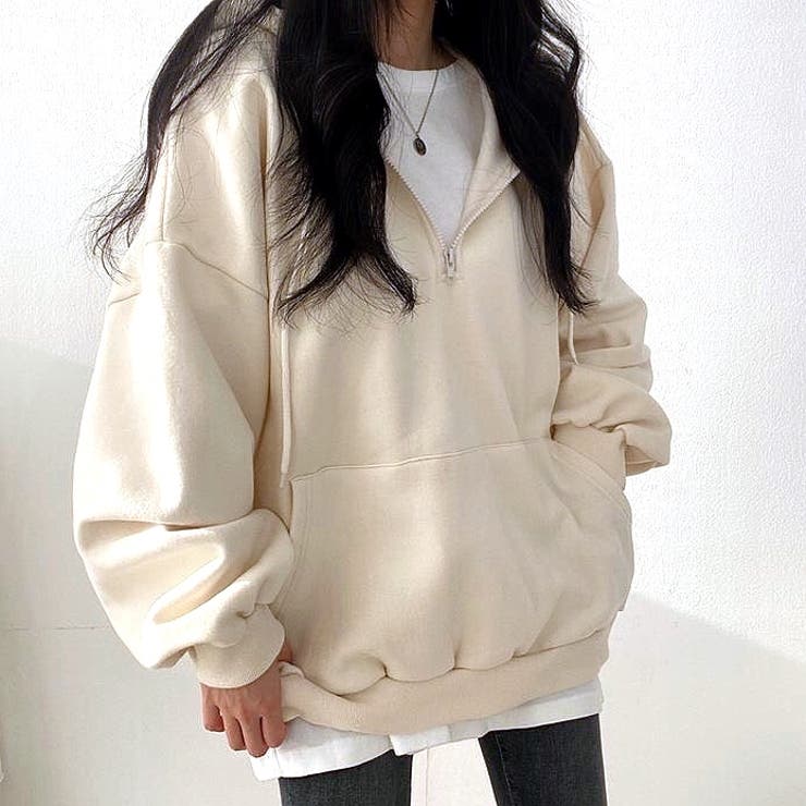 裏起毛ボリュームスリーブハーフジップトップス 秋 冬 | SHEENA  | 詳細画像15 