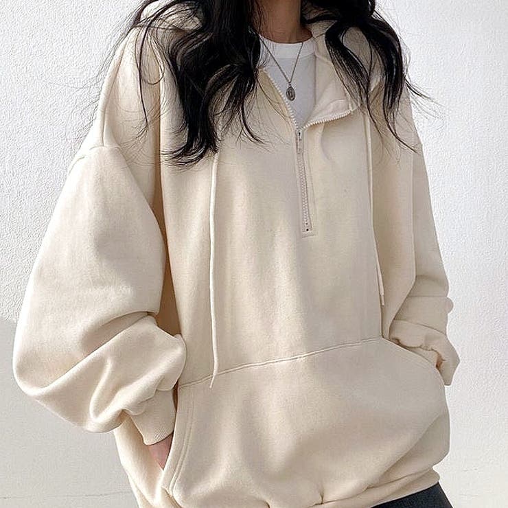 裏起毛ボリュームスリーブハーフジップトップス 秋 冬 | SHEENA  | 詳細画像17 