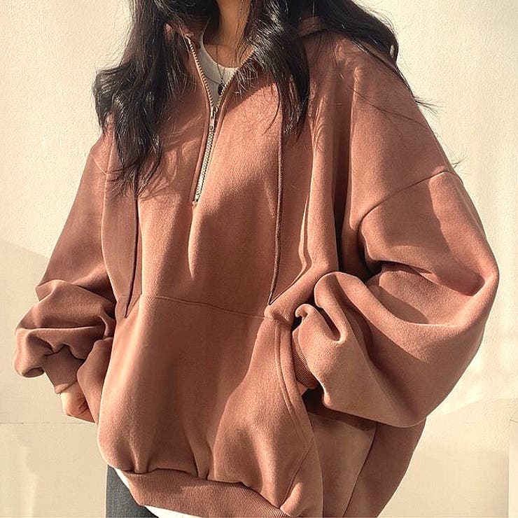 裏起毛ボリュームスリーブハーフジップトップス 秋 冬 | SHEENA  | 詳細画像21 