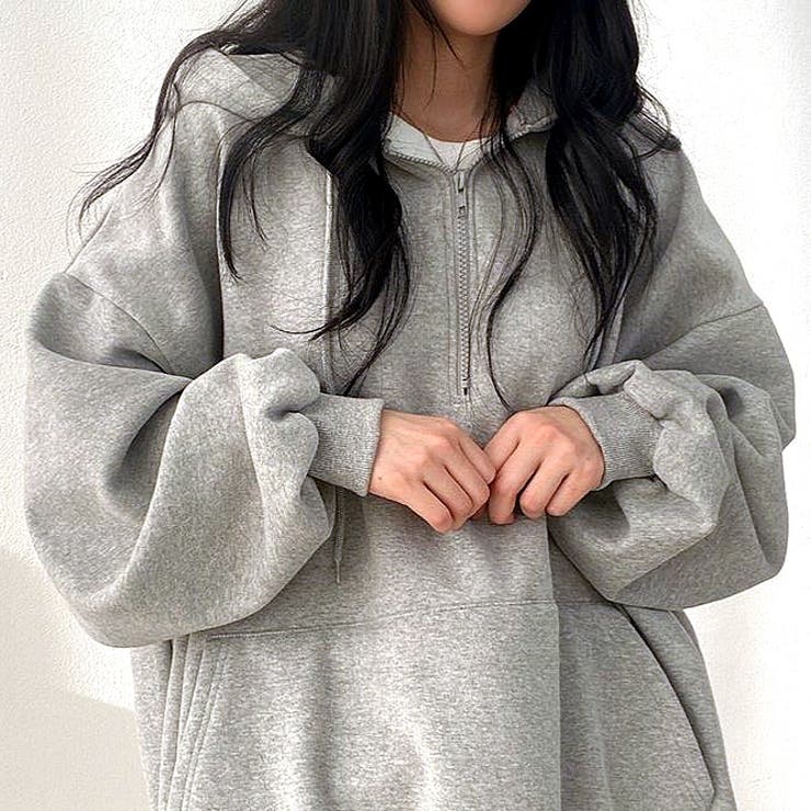 裏起毛ボリュームスリーブハーフジップトップス 秋 冬 | SHEENA  | 詳細画像5 