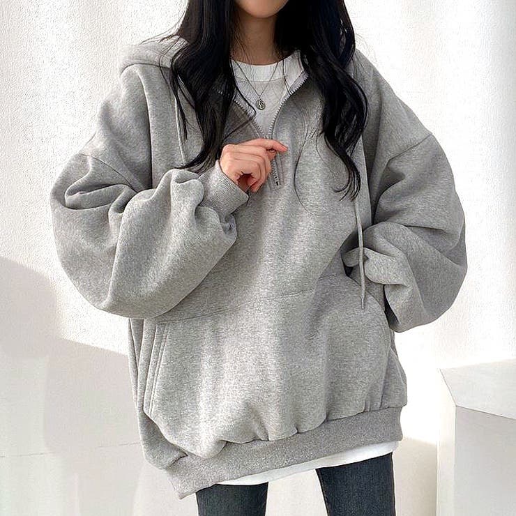 裏起毛ボリュームスリーブハーフジップトップス 秋 冬 | SHEENA  | 詳細画像6 