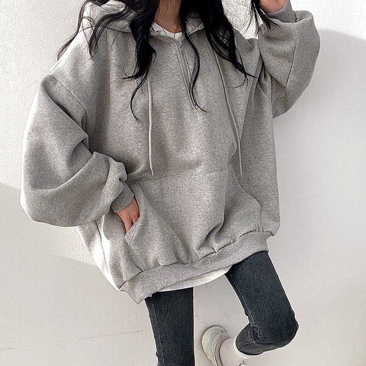 裏起毛ボリュームスリーブハーフジップトップス 秋 冬 | SHEENA  | 詳細画像7 