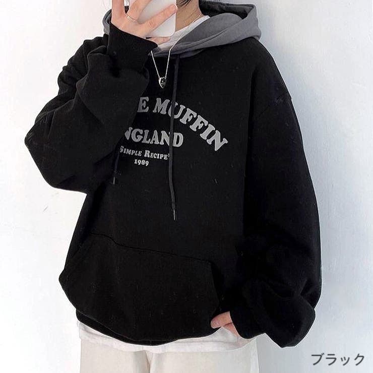 ブラック | アーチロゴ配色パーカー 秋 冬 | SHEENA 