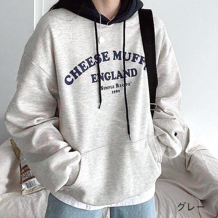 グレー | アーチロゴ配色パーカー 秋 冬 | SHEENA 