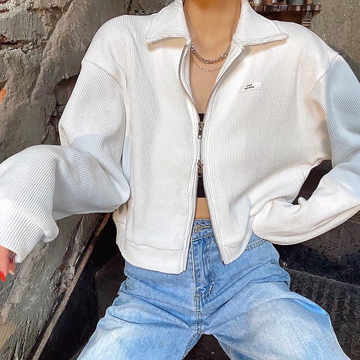 襟付きワッフルZIPトップス 春 秋 | SHEENA  | 詳細画像5 