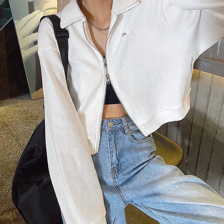 襟付きワッフルZIPトップス 春 秋 | SHEENA  | 詳細画像6 