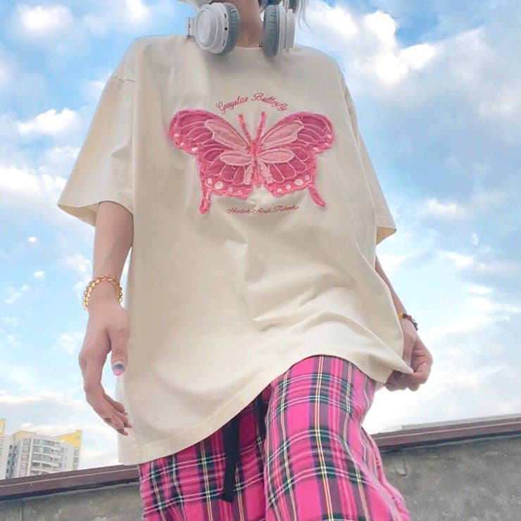 バタフライパッチオーバーサイズTシャツ 春 夏[品番：SHNW0009434