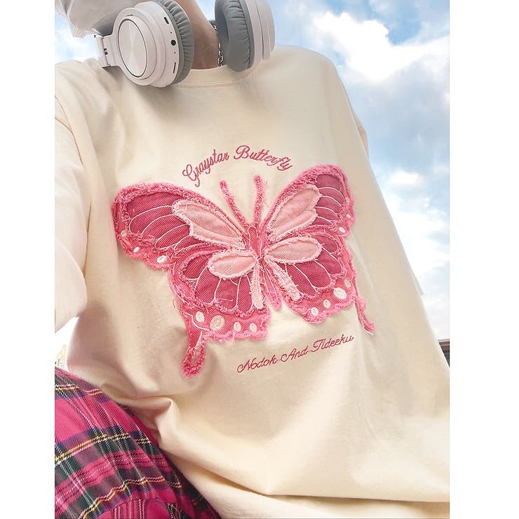 バタフライパッチオーバーサイズTシャツ 春 夏[品番：SHNW0009434