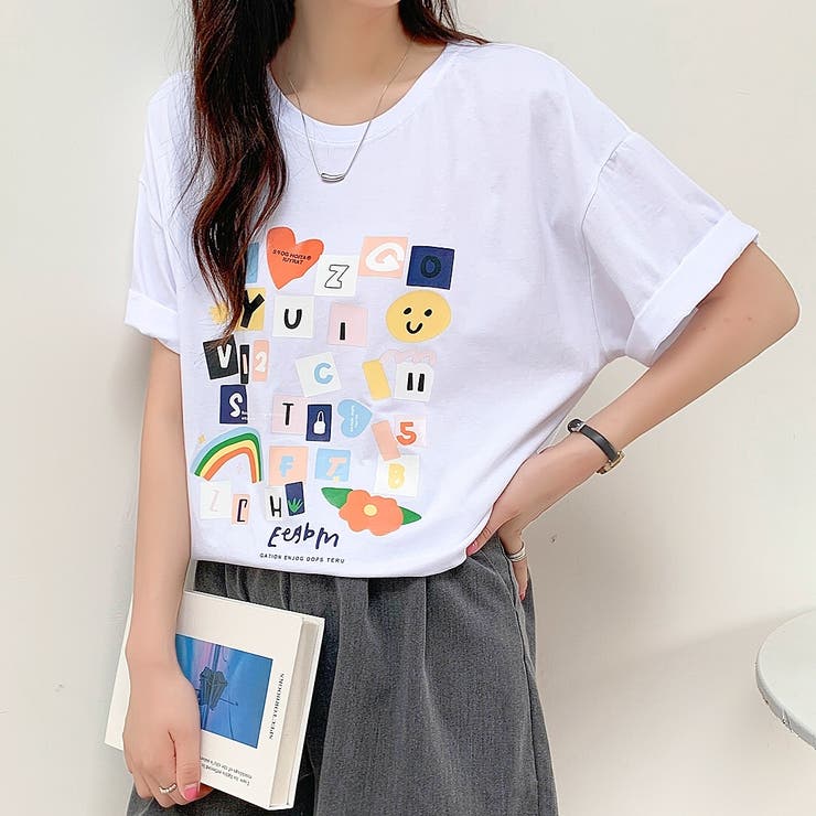 グラフィックプリントルーズTシャツ 春 夏[品番：SHNW0009569