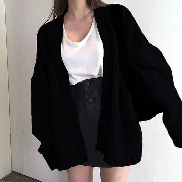 ブラック | ソフトタッチニットカーディガン 秋 冬 | SHEENA 
