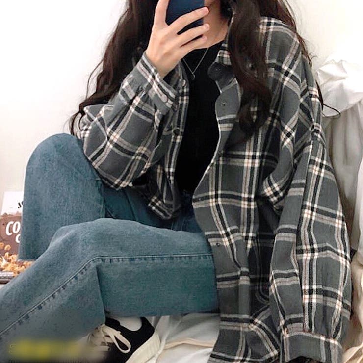 ボリュームスリーブBIGチェックシャツ 秋 冬[品番：SHNW0009942