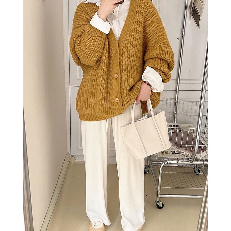 ざっくり編みニットカーディガン 秋 冬[品番：SHNW0010021]｜SHEENA